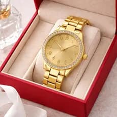 Relógio Feminino de Luxo com Pedras Brilhantes - Elegante, Social e com Preço Acessível
