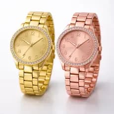 Relógio Feminino Kit 2 Peças Dourado + Rose Gold Ponteiro Presente Para Namorada