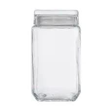 Pote Vidro Quadrado Porta Mantimentos Com Tampa De Vidro de Encaixe Style Armazenar 1800ml-Le Bianco