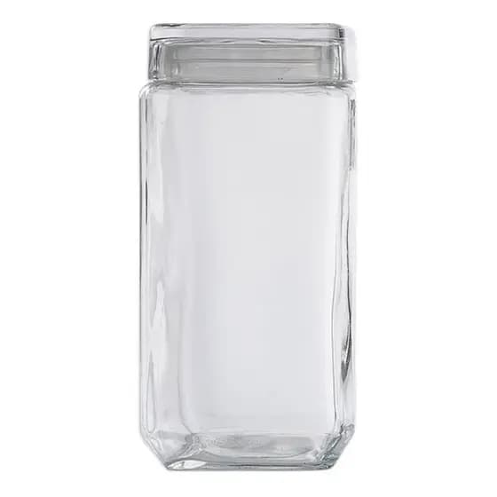 Pote Vidro Quadrado Porta Mantimentos Com Tampa De Vidro de Encaixe Style Armazenar 2160ml-Le Bianco