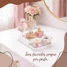 Organizador Acrílico Mini 3 Camadas UZ Porta Maquiagem Perfume Esmalte Temperos Transparente