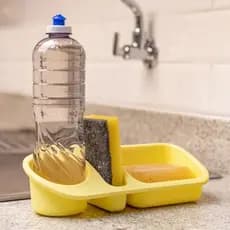 Porta Detergente E Esponja Organizador De Pia Bucha Sabão Cozinha UZ322 - Amarelo