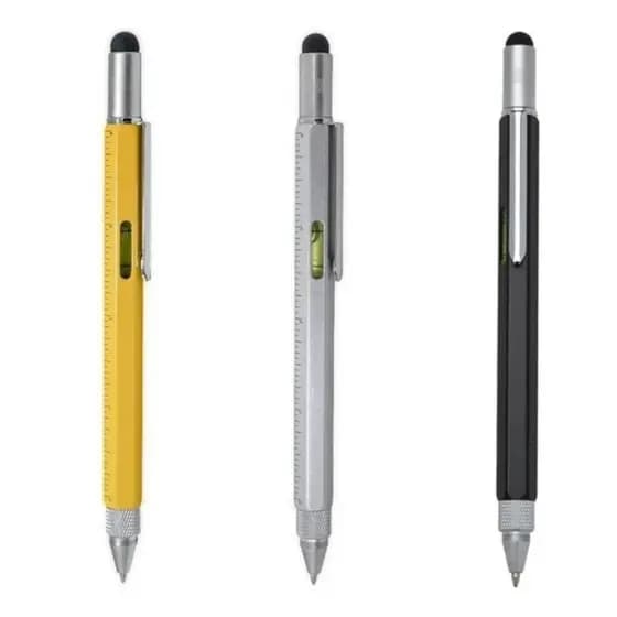 caneta paquimetro metal multifunção nível chave Philips fenda régua e touch