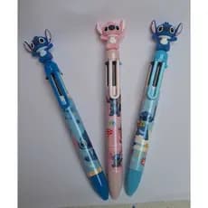 caneta esferografica 6 cores stitch