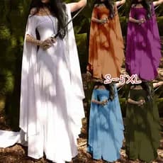 5XL Tamanho Plus Fantasias Vintage Medieval Góticas Femininas Vestido Medieval Longo com Meio Ombro Oferta UHBA