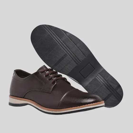 Sapato Social Masculino Marrom Oxford Elegante Confortável Couro Sintético Esporte Fino Elegante Trabalho