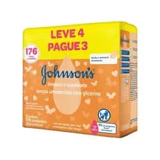Kit Lenços Umedecidos Com Glicerina 176 Unidades Johnson's