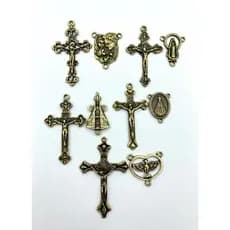 Kit Sortido 50 Crucifixos + 50 Entremeios Ouro Velho