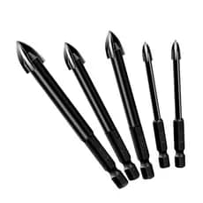 Kit Brocas Perfuraçao Universal Fura Vidro e Porcelanato 5 Peças