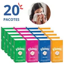 Lenço de Papel Triplo Kleenex Kit 20 Pacotes com 10 Unidades cada