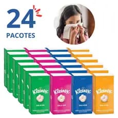 Lenço de Papel Triplo Kleenex Kit 24 Pacotes com 10 Unidades cada