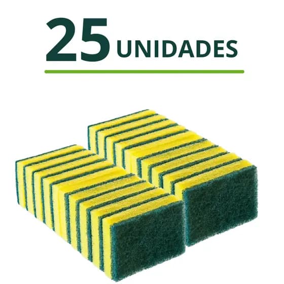 Kit de Esponjas Multiuso Clássicas Verde Amarela Buchas de Louças