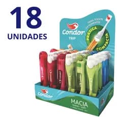 Kit 18 Unidades de Escova Dental Portátil p/ Viagem c/ Estojo Protetor Escova Macia
