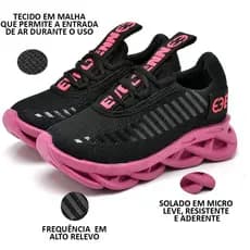 Tênis Infantil Feminino Macio Confortável Escolar Sola Trança Promoção.