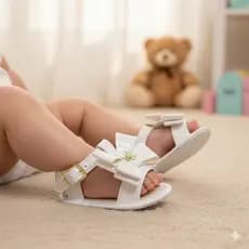 Sandalia bebe Bebê Mania Laço Conforto Verão Estilosa 01901 Branca