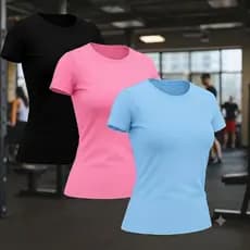 KIT 3 CAMISETA DRY FIT FEMININA  BABY LOOK (LISA )ACADEMIA