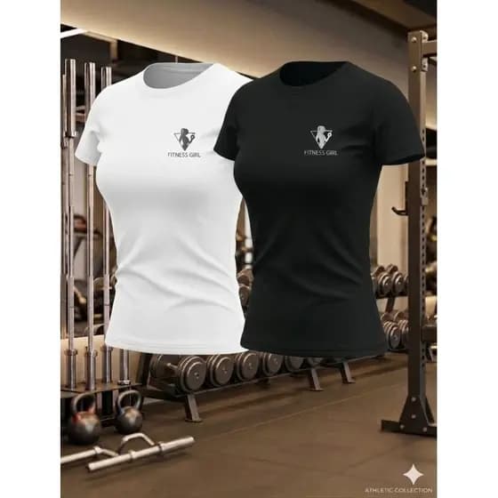 KIT COM 2 CAMISETA FEMININA DRY FIT ACADEMIA(fitness)