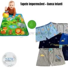 Tapete Atividades Infantil 90x120 Colorido Térmico com bolsa de transporte + Cueca/Calcinha Infantil