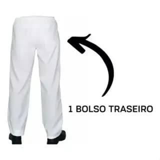 Calça de Oxford Branca com Elástico Unissex com bolso traseiro - para trabalho Cozinha, pizzaiolo, sushiman, cozinheiro, padeiro, padaria- Umbanda/Candomble PROMOÇÃO