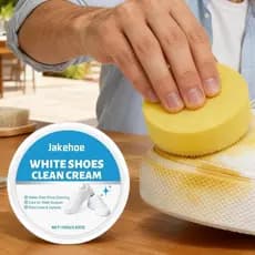 Limpador De Sapatos Branco 100g Creme De Limpeza Para Remoção De Manchas Com Esponja Tênis Bota Polimento De Couro kouzx