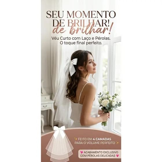 Mini Véu de Noiva Curto com Laço de Cetim e Pérolas para Despedida de Solteira Acessório de Cabelo para Noivado