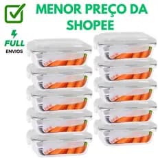 Jogo 3/5/10 Pote Marmita Vidro 370ML 525ML 640 ML Hermético 4 Travas