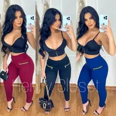 Calça legging feminina montaria com zíper cintura alta leg