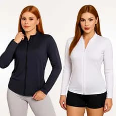 Kit 2 Jaqueta Academia Casaquinho Casaco Zíper Corta Vento Fitness Proteção Solar Treino  Blusa Termica