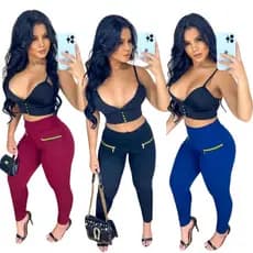 Kit 3 Calça Legging Feminina Montaria com Zíper Cintura Alta
