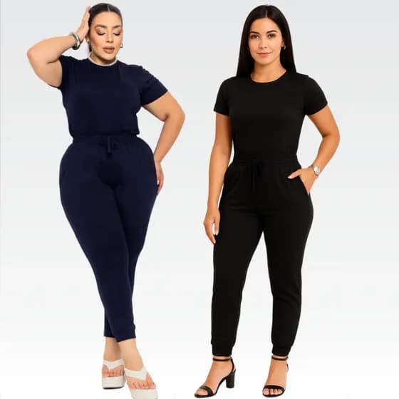 Kit 2 Conjuntos Feminino Calça Skinny e Blusa Manga Curta Malha Suede Light Conjunto Fardamento Frio