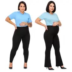 KIT Maternidade com 2 Peças Calças Flare Gestante +  Legging Básica Preta Para Grávida