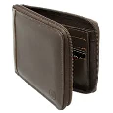 Carteira Masculina Com Zíper Porta Cartão Grande Couro Legítimo Executiva 12 Meses Garantia Kartmen