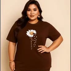 Camiseta Plus Size Feminina Estampada Do P Ao G5 Girassol Academia Treino 100% Algodão Premium Verão