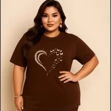 Camiseta Plus Size Feminina Estampada Do P Ao G5 Coração Pintada Academia Treino 100% Algodão Premium Verão