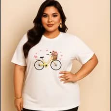 Camiseta Plus Size Feminina Estampada Do P Ao G5 Bicicleta Academia Treino 100% Algodão Premium Verão