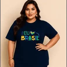 Camiseta Plus Size Feminina Estampada Eu amo Brasil Do P Ao G5 Academia Treino 100% Algodão Premium Verão