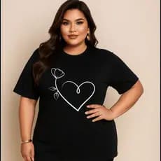 Camiseta Plus Size Feminina Estampada Do P Ao G5 Coração Rosa Academia Treino 100% Algodão Premium Verão