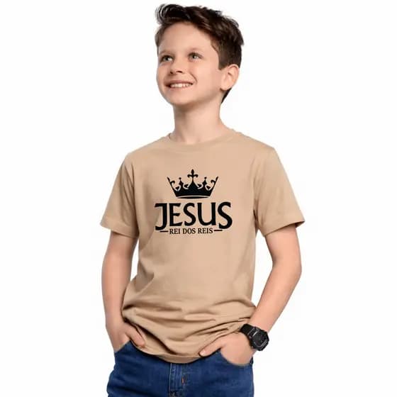 Camiseta Infantil e Juvenil Jesus Salva Cristão 100% Algodão Premium Criança Personalizada Blusa Camisa Unissex