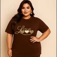 Camiseta Plus Size Feminina Estampada Do P Ao G5 Love 4 Coração Academia Treino 100% Algodão Premium Verão
