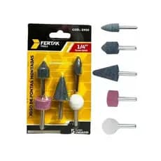 Kit Jogo 5 Peças Ponta Montada Para Furadeira 1/4" 6mm Fertak Tools Pra Retificar Desbastar Entalhar