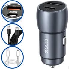 Carregador Veicular Tipo C Usb + Cabo 2 Portas 60W 9.1A Não Aquece Selo Anatel Turbo Super Rápido