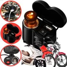 Carregador USB Moto 12V Universal Tomada À Prova d’Água Honda Yamaha CG Titan Factor PCX Fazer Pop