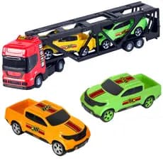 Caminhao de Brinquedo Cegonha Com 2 Carrinhos Menino Brinquedo Infantil Meninos  Presente