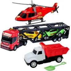 KIT Brinquedo Carreta Cegonha  Caminhão Basculante Helicptero Brinquedo Para Meninio