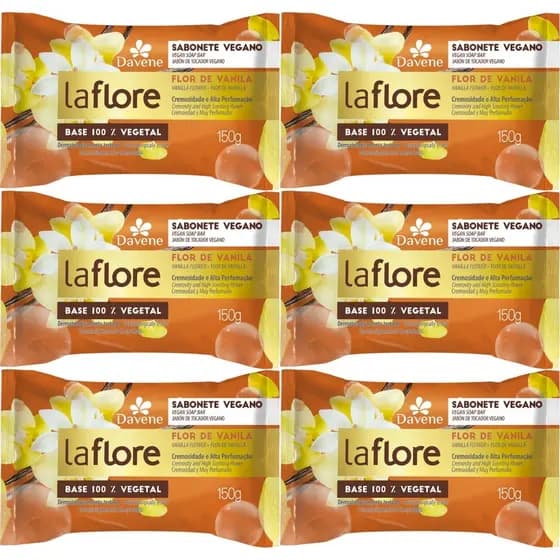 6UN Sabonete Vegetal La Flore Flor de Vanila 150g Davene