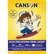 Bloco para Desenho encorpado branco ou creme A4 210mm x 297mm 140 g/m² 20 folhas Canson