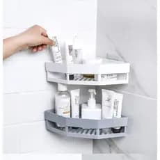 Prateleira Cantoneira Com Adesivo Suporte De Porta Shampoo Uso No Banheiro Parede Plástico Para Casa Cozinha Banheiro Multiuso Triângulo Triângular