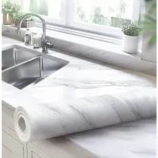 Papel De Parede Adesivo De Mármore Cozinha Resistente a Agua Óleo Fogo Alta Temperatura  Usável Em Fogão Armário Porta Inovação Com Filme especial