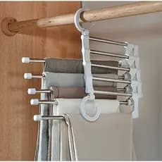 Cabide Para Calças Multifuncional Retrátil 5 Divisórias Inox
