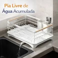 Escorredor de Louças, Pia Premium, Bandeja de Escoamento, Escorredor de Pratos, Porta Talher
